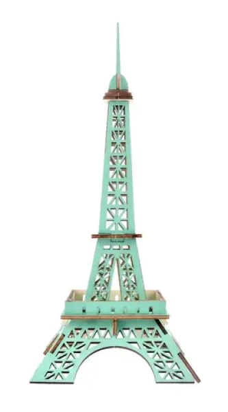 Woodcraft Drevené 3D puzzle Eiffelova veža tyrkysová