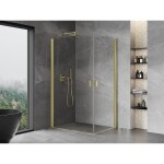 MEXEN/S - Mist-B Duo sprchovací kút dvere krídlové 80 x 75, transparent, zlato kartáčovaná 8A2-080-075-55-00