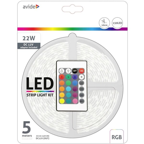 Avide ABLSBL12V5050-30RGB65 kompletná sada LED pásikov konektor 12 V, 230 V 5 m RGB; ABLSBL12V5050-30RGB65
