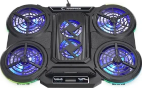 Rampage PROTE R6 sivá / chladiaca podložka / pre notebooky 10 - 17" / 6x ventilátor / stojanček na mobil / RGB (PROTE R6)