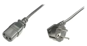 Digitus napájací kábel Typ F - IEC C13 lomený čierny / Napájací kábel / 1,8 m / H05VV-F3G 0,75 mm2 (AK-440100-018-S)