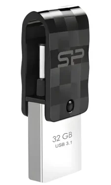 Silicon Power Mobile C31 32GB čierna / Flash disk / USB 3.2 Gen 1 / USB-A + USB-C (SP032GBUC3C31V1K)