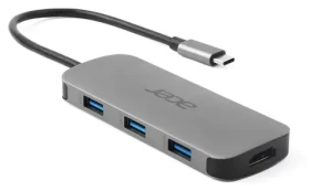Acer 7v1 strieborná / USB-C hub / 3× USB-A 3.2 / HDMI 4K 60Hz / Power Delivery 100W / čítačka SD+microSD (HP.DSCAB.018)