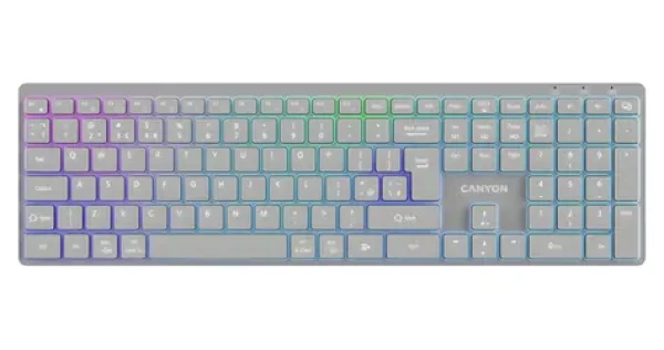 Canyon HKB-W11 šedá / Klávesnica / bezdrôtová / vodeodolná / RGB podsvietenie / CZ/SK layout (CNS-HBTK11G-CS)