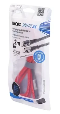 TROIKA SPEEDY XL červený / Nabíjací kábel / USB-C - USB-C/Lightning / 2 m / PD 100 W / opletený (CBL20/RD)