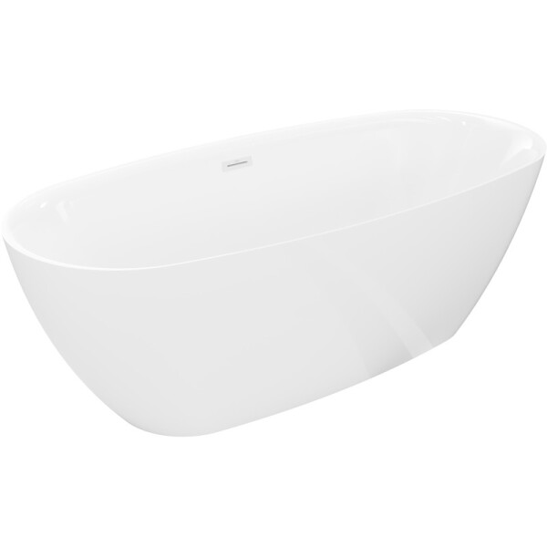 MEXEN/S - Luvo Slim voľne stojaca vaňa 170 x 75, biela, sifón a prepad biela 52801707500-20