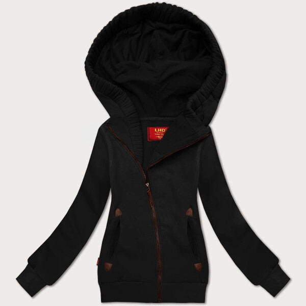 Čierna dámska mikina s asymetrickým zipsom LHD (AMG-61) odstíny černé S (36)