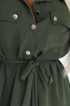 531-5 Midi košeľa so zlatými gombíkmi a kravatou - KHAKI UNI