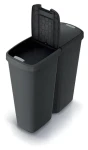 Prosperplast Odpadkový kôš COMPACTA Q DUO recyklovaná čierna / 50 l / plast / čierne veko (NDAB50-S411*)