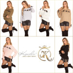 Trendy KouCla chunky knit jumper with lacing Einheitsgroesse