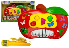 Mamido Detský interaktívne klavír s mikrofónom červené jablko