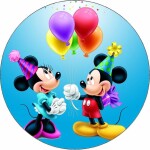 Jedlý papier Mickey a Minnie — narodeniny, 19,5 cm - Pictu Hap
