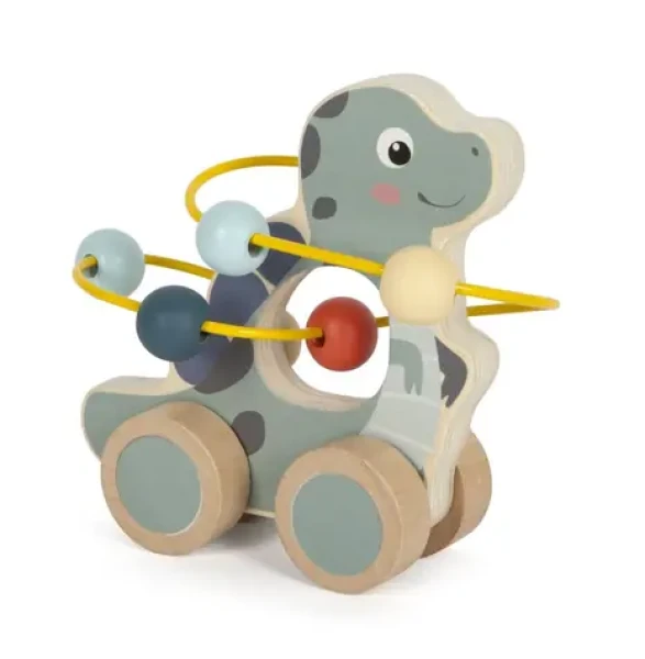 Small Foot Hračka na kolieskach s korálkovým labyrintom Dino