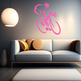 Veselá Stena Samolepka Cyklista Farba: růžová, Veľkosť: 40 x 48 cm