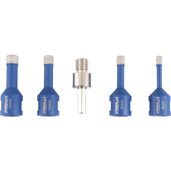 FRITZFURT 1191-3142 sada diamantových vrtákov, 6 mm, 8 mm, 10 mm, 12 mm, délka 140 mm, 5-dielna; 1191-3142