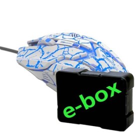 E-Blue Auroza Gaming e-box biela / herná optická myš / 6 tlačidiel / 1 koliesko / drôtová (USB) / 4000DPI (MMEBE39UGT00)