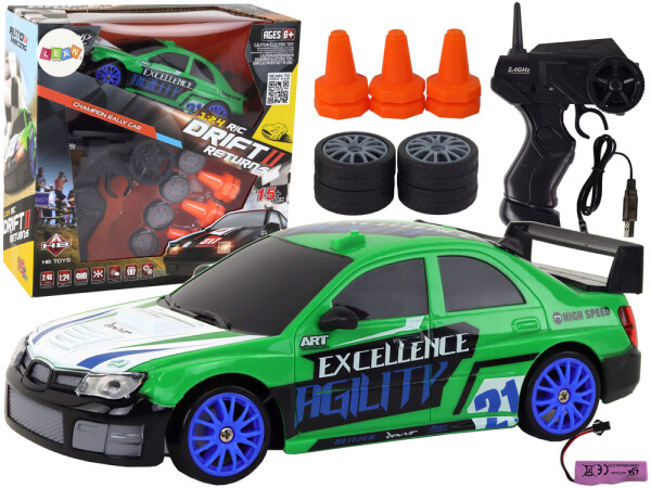 Mamido Športové autíčko na diaľkové ovládanie R/C 1:24 zelené sa vymeniteľnými kolesami