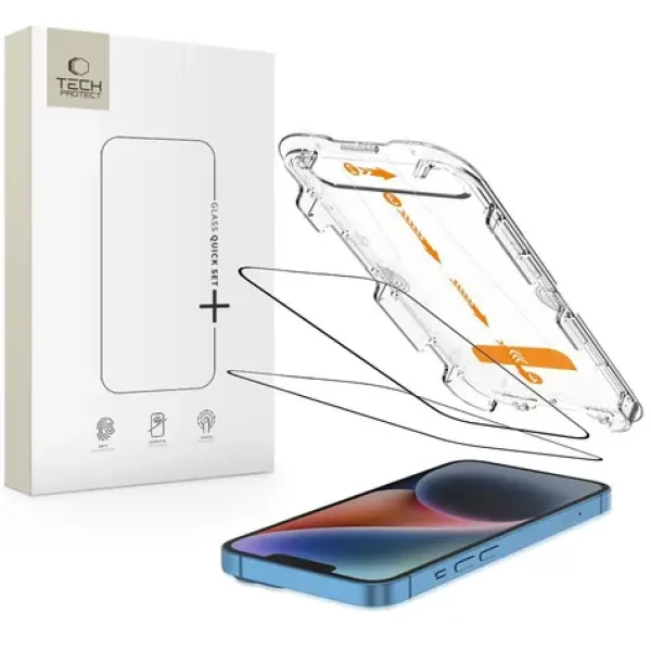 Tech-Protect Quick Set+ / Ochranné sklo / Apple iPhone 13/13 Pro/14/16e/17e / 2 ks / Tvrdené sklo