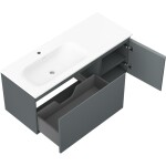 MEXEN/S - Orio kúpeľňová skrinka 120 cm s umývadlom Vela ľavá, 1S, 1D, grafit mat/biela mat 91A13-12047-3-BBFF66-W23L01