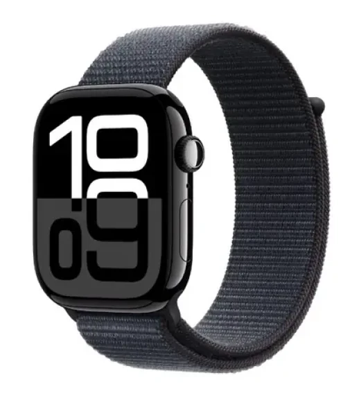 Apple Watch Series 10 GPS+Cellular 46mm Klavírno čierne hliníkové telo - Atramentovo fialový prevliekací remienok / 130-200 (MWY53QC/A)