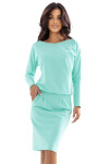 Mikinové šaty s vreckami 189-12 mint - Numoco XL