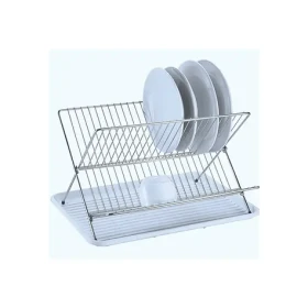 MSV DRAIN skladací odkvapkávač na riad biely / chrómovaná oceľ / 40 x 34.5 x 27 cm (3700703915324)