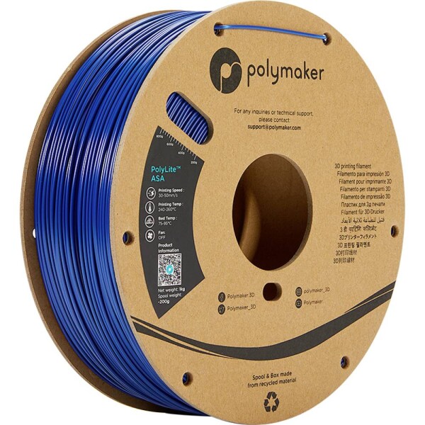 Polymaker PF01005 PolyLite vlákno pre 3D tlačiarne ASA odolné proti UV žiareniu, odolné proti poveternostným vplyvom, Žiaruvzdorné 1.75 mm 1000 g modrá 1 ks; PF01005