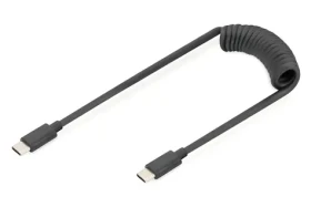 Digitus USB-C - USB-C čierna / Špirálový nabíjací kábel / USB PD 60W / 480 Mbit/s / 1m (AK-300431-006-S)
