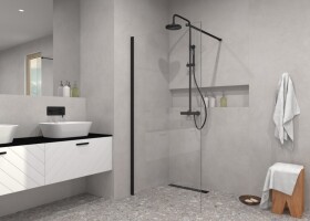 BESCO - Walk-in sprchovací kút ECO-N BLACK - FARBA rámu - Čierna, Pevná stena - Bez pevnej steny, Rozmer A - 120, Rozmer C - 195, Výplň - Číre bezpečnostné sklo - 6 mm BCEXON120BC