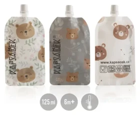 Vrecko Plniteľné vrecko na jedlo 3 ks / Vrecko na kŕmenie / znovu plniteľné / 125 ml (PK-3KS)