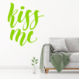 Veselá Stena Samolepka Kiss me Farba: zelená, Veľkosť: 60 x 50 cm