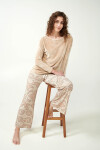 Vamp - Dámske pyžamo so zamatovým vrchným dielom 21092 - Vamp beige XL