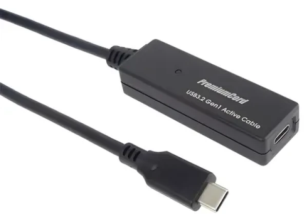 PremiumCord USB-C repeater a predlžovací kábel M/F 5m / Repeater a predlžovací kábel / USB-C / 5Gbps (ku31rep5)