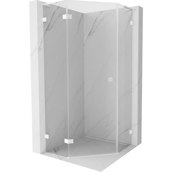 MEXEN/S - Lunar L sprchový kút päťboký krídlový ľavá 80 x 80, transparent, biela 831L-080L-080P-20-00-L
