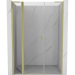 MEXEN/S - Mist L sprchové dvere krídlové 135, transparent, zlatá kartáčovaná 8A4L-135-001-55-00