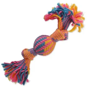 Dog Fantasy Hračka - prethovadlo s loptičkou farebný vzor 2. knôty 40cm (124-13057)