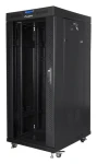 Lanberg 27U 19" čierny / Stojanový rozvádzač / 600x800 mm / Flat pack / Sklenené dvere / LCD (FF01-6827-12BL)