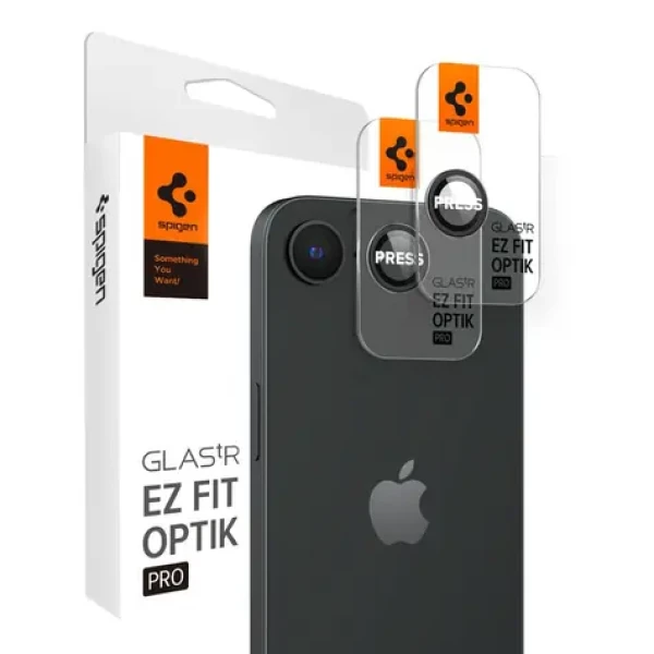 Spigen Glass tR EZ Fit Optik Pro 2 Pack ochranné sklo fotoaparátu pre Apple iPhone 16e čierna (AGL09279)