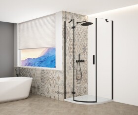 GELCO TRINITY BLACK štvrťkruhový kút 900x900 ľavý, číre sklo, GT6590CL-B GT6590CL-B