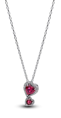 Pandora Krásny strieborný náhrdelník Blyšťavé srdce Timeless 393658C01-60