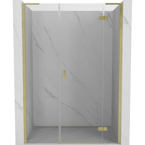 MEXEN/S - Mist-H L sprchové dvere krídlové pravé 145, transparent, zlatá kartáčovaná 8A5L-145-001-55-00-P