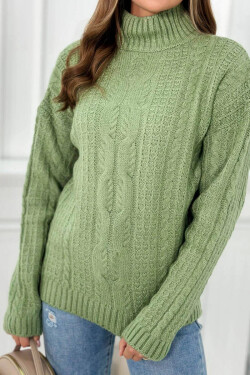 Sveter s rolákom S24-9 dark mint - Kesi UNI