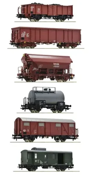 Roco 76030 Sada 6 ks nákladných vagónov DR IV
