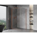 MEXEN/S - Mist-B sprchovací kút dvere krídlové 75 x 80, transparent, meď kartáčovaná 8A2T-075-080-65-00