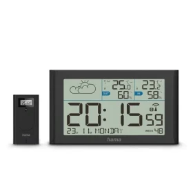 HAMA Sylt čierna / meteostanica / bezdrôtový senzor / DCF hodiny / teplota / vlhkosť / počasie / batéria (222216)