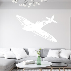 Veselá Stena Samolepka Stíhačka Supermarine Spitfire Farba: bílá, Veľkosť: 40 x 26 cm