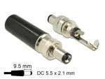 DeLock Konektor DC 5.5 x 2.1 mm s dĺžkou 9.5 mm samec (89913-D)