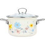 Belis BELIS Smaltovaný hrniec so sklenenou pokrievkou MEADOW 16 cm/2l - Belis - Belis