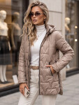 Dámska prešívaná bunda s odnímateľnou kapucňou, béžová, FashionStreet TY5793 M