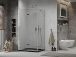 MEXEN/S - Lima sprchovací kút zalamovacie dvere 80 x 100, transparent, chróm + Flat čierna vanička so sifónom 856-080-100-01-00-4070